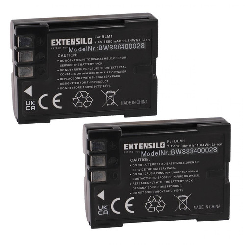 Batterie Photo & Video Vhbw EXTENSILO 2x Batteries compatible avec Olympus E-1, E-3, E-30, E-300, E-330, E-500, E-510 appareil photo, reflex numérique (1600mAh, 7,4V, Li-ion)