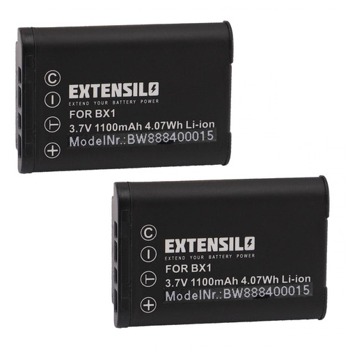 Vhbw - EXTENSILO 2x Batteries compatible avec Sony Cybershot DSC-RX100 V, DSC-RX100 VI appareil photo, reflex numérique (1100mAh, 3,7V, Li-ion) Vhbw - Batterie Photo & Video