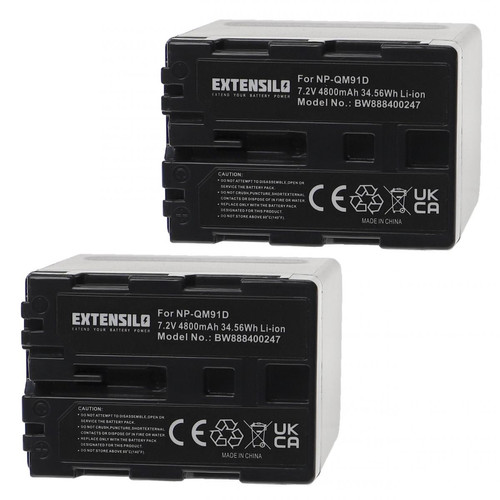 Vhbw - EXTENSILO 2x Batteries compatible avec Sony DSC-F717, DSC-F828, DSC-R1, DSC-S30, DSC-S50 appareil photo, reflex numérique (4800mAh, 7,2V, Li-ion) Vhbw  - Accessoire Photo et Vidéo
