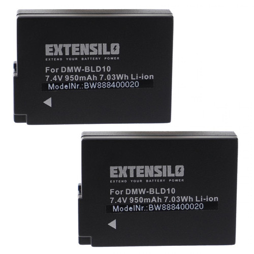 Vhbw - EXTENSILO 2x Batteries remplacement pour Panasonic DMW-BLD10, DMW-BLD10E, DMW-BLD10PP pour appareil photo, reflex numérique (950mAh, 7,4V, Li-ion) Vhbw  - Accessoire Photo et Vidéo