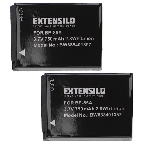 Vhbw - EXTENSILO 2x Batteries remplacement pour Samsung BP-85a, BP85a, EA-BP85a, IA-BP85a pour appareil photo, reflex numérique (750mAh, 3,7V, Li-ion) Vhbw  - Batterie Photo & Video