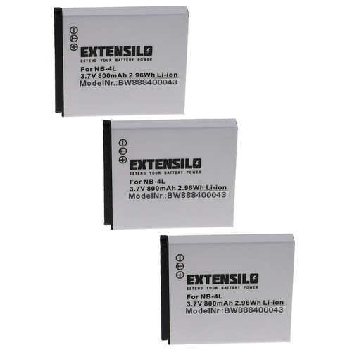 Vhbw - EXTENSILO 3x Batteries compatible avec Canon Legria Mini appareil photo, reflex numérique (800mAh, 3,7V, Li-ion) Vhbw  - Batterie Photo & Video