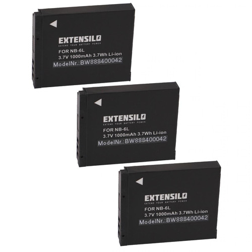 Batterie Photo & Video Vhbw EXTENSILO 3x Batteries compatible avec Canon PowerShot D10, S90, SD770is, S95, S120, D20 appareil photo, reflex numérique (1000mAh, 3,7V, Li-ion)
