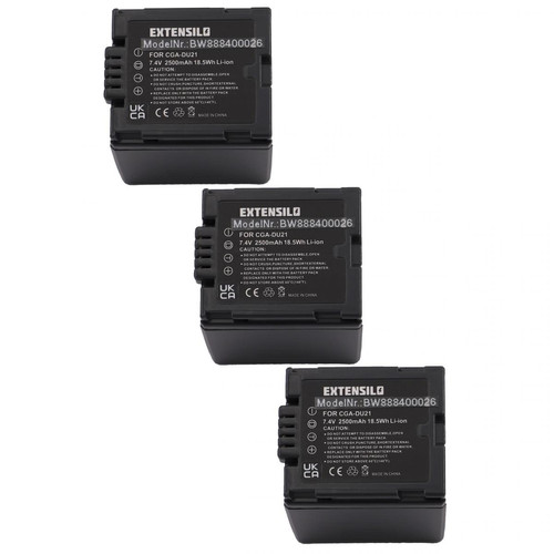 Vhbw - EXTENSILO 3x Batteries compatible avec Hitachi DZ-MV350A, DZ-MV350E, DZ-MV380A, DZ-MV380E appareil photo, reflex numérique (2500mAh, 7,4V, Li-ion) Vhbw  - Batterie Photo & Video