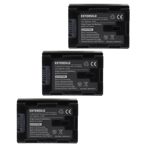 Vhbw - EXTENSILO 3x Batteries compatible avec JVC GZ-HM650, GZ-HM650BU, GZ-HM655, GZ-HM670 appareil photo, reflex numérique (890mAh, 3,6V, Li-ion) Vhbw  - Accessoire Photo et Vidéo