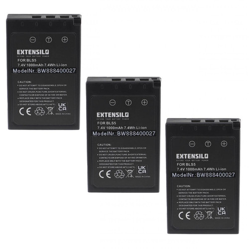 Vhbw - EXTENSILO 3x Batteries compatible avec Olympus Pen E-PM1, E-PM2 appareil photo, reflex numérique (1000mAh, 7,4V, Li-ion) avec puce d'information Vhbw  - Olympus pen