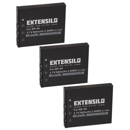 Vhbw - EXTENSILO 3x Batteries compatible avec Pentax Optio X, SVi, T10, T20, W10, W20, WP, WPi appareil photo, reflex numérique (800mAh, 3,7V, Li-ion) Vhbw  - Batterie Photo & Video