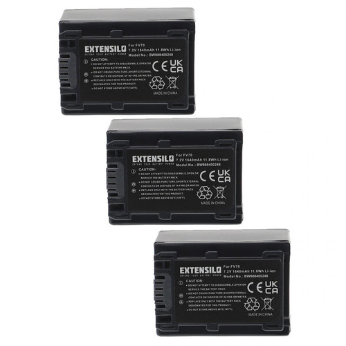 Vhbw - EXTENSILO 3x Batteries compatible avec Sony DCR-DVD508E, DCR-DVD510E, DCR-DVD506E appareil photo, reflex numérique (1640mAh, 7,2V, Li-ion) Vhbw  - Accessoire Photo et Vidéo