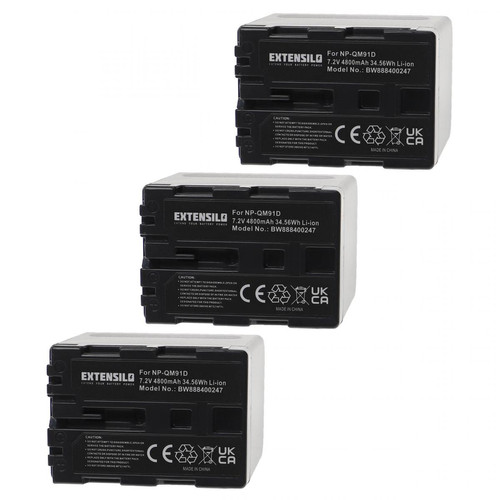 Vhbw - EXTENSILO 3x Batteries compatible avec Sony DCR-DVD91, DCR-PC101, DCR-PC103, DCR-PC105 appareil photo, reflex numérique (4800mAh, 7,2V, Li-ion) Vhbw  - Accessoire Photo et Vidéo