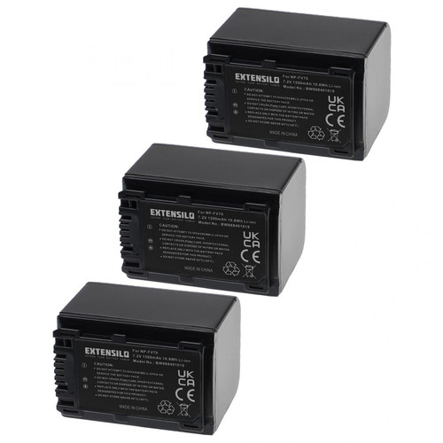 Vhbw - EXTENSILO 3x Batteries compatible avec Sony HDR-CX370, HDR-CX370V, HDR-CX360VE, HDR-CX410VE appareil photo, reflex numérique (1500mAh, 7,2V, Li-ion) Vhbw  - Accessoire Photo et Vidéo