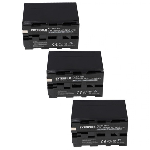 Vhbw - EXTENSILO 3x Batteries compatible avec Sony MiniDV DCR-VX2100, HVR-HD1000E, DCR-VX70 appareil photo, reflex numérique (7800mAh, 7,4V, Li-ion) Vhbw  - Accessoire Photo et Vidéo