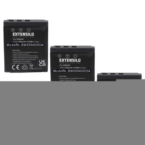 Batterie Photo & Video Vhbw EXTENSILO 3x Batteries compatible avec Vivitar DP8300, DP8330 appareil photo (1250mAh, 3,7V, Li-ion)