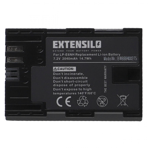 Batterie Photo & Video Vhbw EXTENSILO Batterie compatible avec Canon EOS 80D, R, 90D, Ra, R5, R6, 7D Mark II appareil photo, reflex numérique (2040mAh, 7,2V, Li-ion)