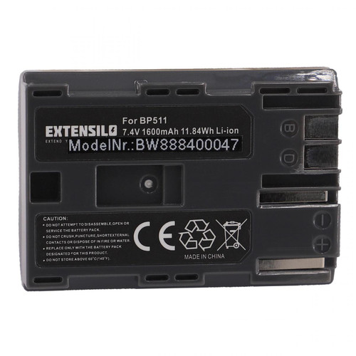 Batterie Photo & Video Vhbw EXTENSILO Batterie compatible avec Canon MV430i, MV450i, MV500, MV500i, MV530i, MV550i appareil photo, reflex numérique (1600mAh, 7,4V, Li-ion)