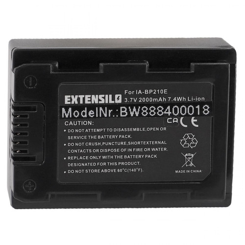 Vhbw - EXTENSILO Batterie compatible avec Samsung HMX-H205BN, HMX-H300, HMX-H400, HMX-S10 appareil photo, reflex numérique (2000mAh, 3,7V, Li-ion) Vhbw  - Batterie Photo & Video