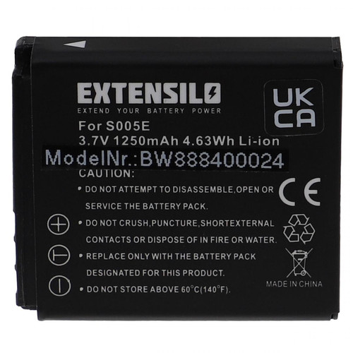Vhbw - EXTENSILO Batterie remplacement pour Panasonic DMW-BCC12, CGA-S005E, CGA-S005E/1B pour appareil photo, reflex numérique (1250mAh, 3,7V, Li-ion) - Accessoire Photo et Vidéo
