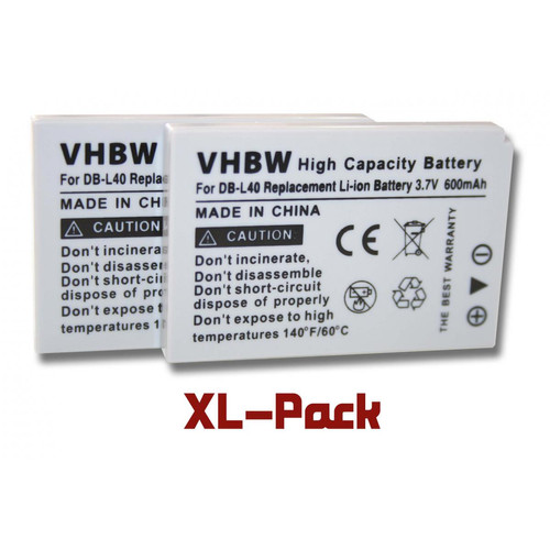 Vhbw - Set de 2 batteries pour SANYO Xacti : VPC-HD1, VPC-HD1E, VPC-HD1EX, VPC-HD2, VPC-HD700, VPC-HD700EX remplace DB-L40 / DB-L40AU Vhbw  - Accessoire Photo et Vidéo