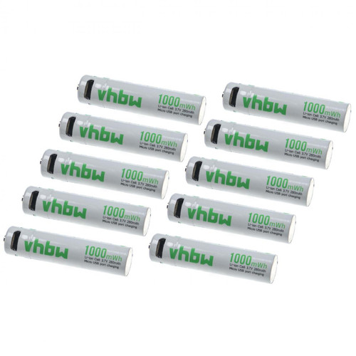 Vhbw - vhbw 10x Piles rechargeables AAA Micro avec prise micro-USB (280mAh, 1,5V, Li-ion) Vhbw  - Santé et bien être connectée