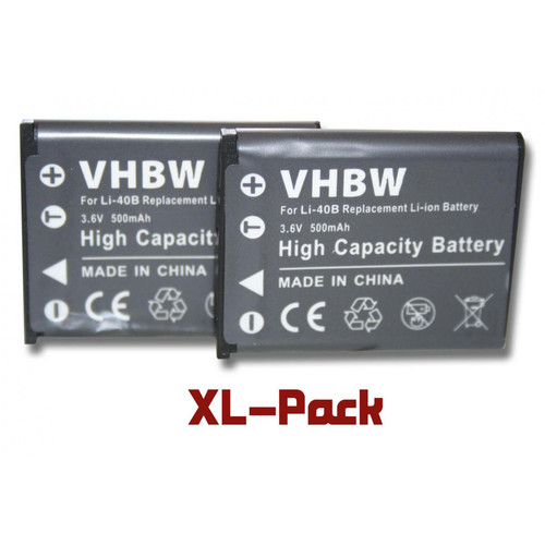 Vhbw - vhbw 2 batteries 500mAh compatible avec Olympus FE-150, FE-160, FE-190, FE-230, FE-240, FE-250, FE-280, FE-290, FE-300, FE-310, FE-320 appareil photo Vhbw  - Accessoire Photo et Vidéo