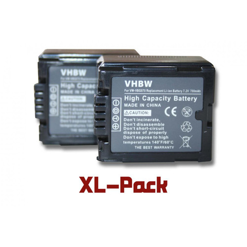 Vhbw - vhbw 2 batteries 700mAh caméscope remplace Panasonic HDC-DX1, HDC-SD1, SD9, SD10, SD20, SD100, SD200, SD300, SD600, SD707, HDC-SDT750 Vhbw - Accessoire Photo et Vidéo