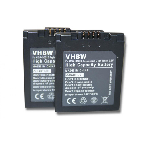 Vhbw - vhbw 2x Batterie remplacement pour Panasonic CGA-S001, CGA-S001E, CGR-S001, DMW-BCA7 pour appareil photo digital reflex APRN (500mAh, 3,6V, Li-ion) Vhbw  - Batterie Photo & Video