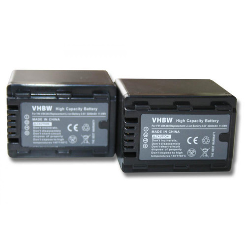 Vhbw - vhbw 2x batterie remplacement pour Panasonic VW-VBK180, VW-VBK180-K, VW-VBK360 pour caméra vidéo (3200mAh, 3,6V, Li-ion) avec puce d'information Vhbw  - Camera panasonic