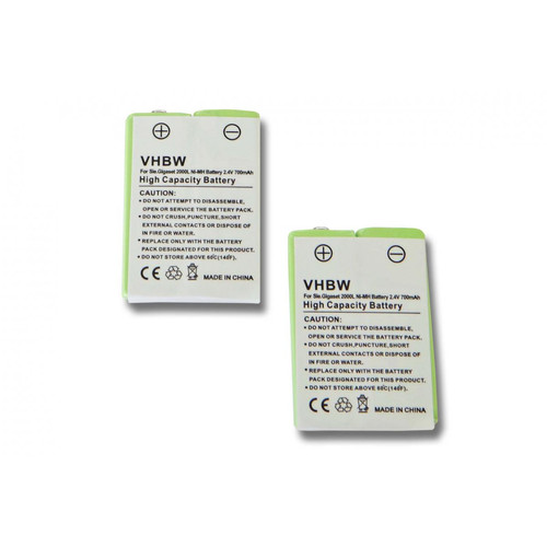 Batterie téléphone Vhbw vhbw 2x Batteries 700mAh (2.4V) pour Téléphone fixe sans fil Siemens Gigaset 2000C Pocket, 2000L, 2011 Pocket. Remplace: BC101590, 106483, 7M2BZ