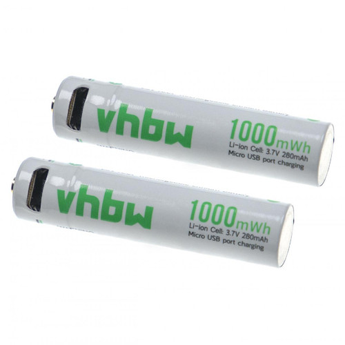 Vhbw - vhbw 2x Piles rechargeables AAA Micro avec prise micro-USB (280mAh, 1,5V, Li-ion) Vhbw  - Santé et bien être connectée