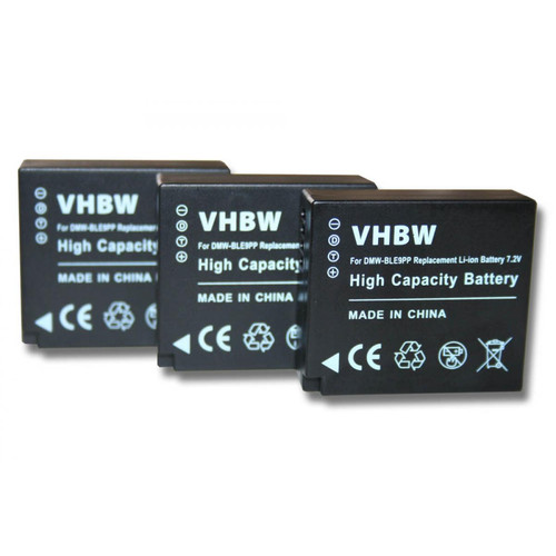 Vhbw - vhbw 3x batterie compatible avec Panasonic Lumix DMC-TZ90, DMC-TZ91, DMC-TZ96, DMC-GX7, DMC-GF6 appareil photo APRN (750mAh, 7,2V, Li-ion) Vhbw  - Accessoire Photo et Vidéo