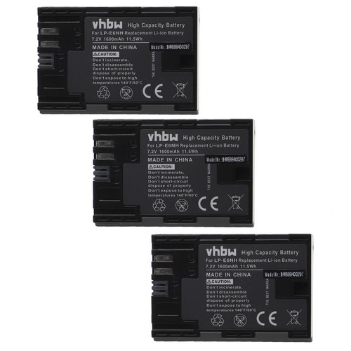 Vhbw - vhbw 3x Batteries compatible avec Canon EOS R, 90D, Ra, R5, R6 appareil photo, reflex numérique (1600mAh, 7,2V, Li-ion) Vhbw  - Batterie Photo & Video