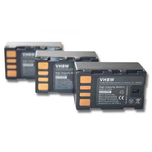 Vhbw - vhbw 3x Batteries compatible avec JVC GZ-HM-Serie GZ-HM1SEU, GZ-HM200 caméra vidéo caméscope (1400mAh, 7,2V, Li-ion) avec puce d'information Vhbw  - Accessoire Photo et Vidéo