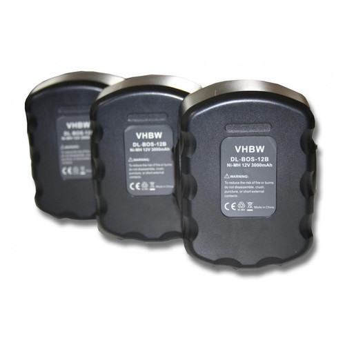 Vhbw - vhbw 3x Batteries remplacement pour Bosch 2 607 335 430, 2 607 335 442, 2 607 335 454, 2 607 335 455 pour outil électrique (3000 mAh, NiMH, 12 V) Vhbw  - Accessoires vissage, perçage