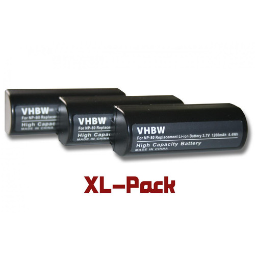 Vhbw - vhbw 3x Batteries remplacement pour Fuji / Fujifilm NP-80, NP-80e pour appareil photo reflex (1800mAh, 3,7V, Li-ion) Vhbw  - Batterie Photo & Video