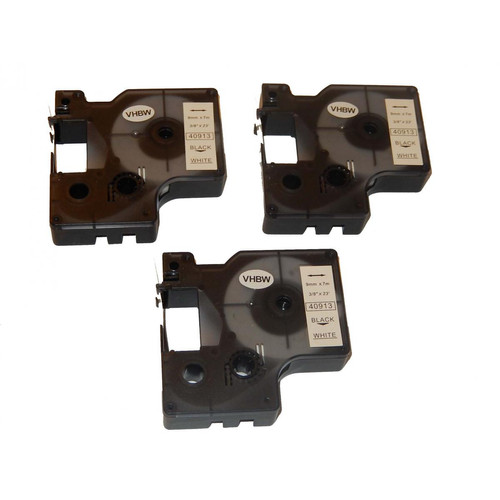 Vhbw - vhbw 3x Rubans remplacement pour Dymo 40913, D1 pour imprimante d'étiquettes 9mm Noir sur Blanc Vhbw  - Cartouche, Toner et Papier