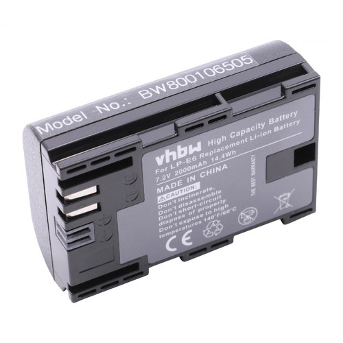 Vhbw - vhbw batterie compatible avec Canon EOS 6D Mark II, 90D, Ra, R5, R6, 70D appareil photo APRN (2000mAh, 7,2V, Li-Ion) avec puce d'information Vhbw  - Accessoire Photo et Vidéo