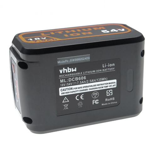 Vhbw - vhbw Batterie compatible avec DeWalt DCS380, DCS380B, DCS380L1, DCS380M1, DCS381 outil électrique (7500 mAh, Li-ion, 18 V / 54 V) Vhbw  - Outillage électroportatif