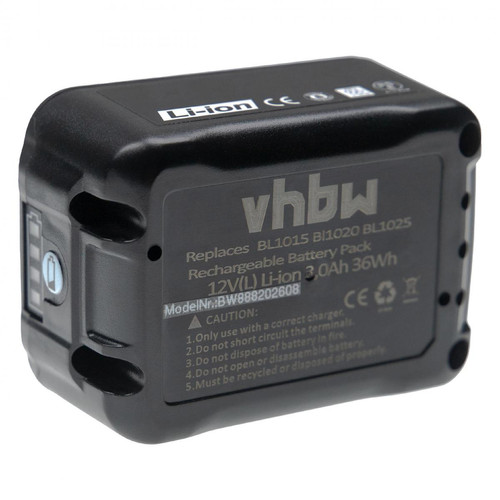 Vhbw - vhbw Batterie compatible avec Makita DF333DSAX6, DMR107, DMR108, DMR110, DMR202 outil électrique (3000 mAh, Li-ion, 12 V, 3 cellules) Vhbw  - Dmr108