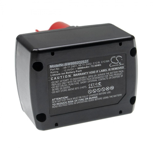 Vhbw - vhbw Batterie compatible avec Milwaukee M12 CID-202C, M12 CIW12, M12 CIW12-0, M12 CIW12-202C outil électrique (6000mAh Li-ion 12 V) Vhbw  - Quincaillerie