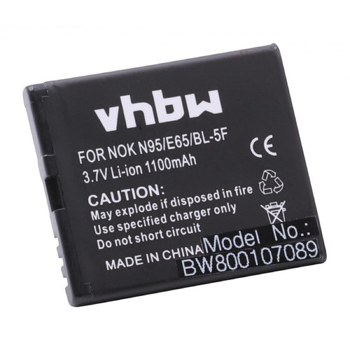 Vhbw - vhbw Batterie compatible avec Nokia N93i, N95, N96, X5, X5-01, X5-SCDMA smartphone (1100mAh, 3,7V, Li-ion) Vhbw  - Nokia n95