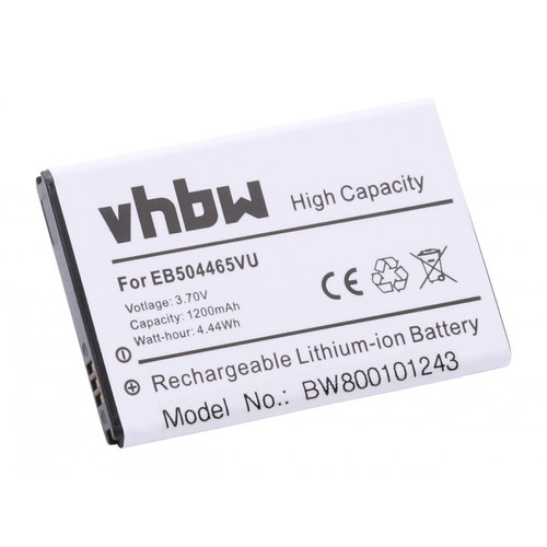 Vhbw - vhbw Batterie compatible avec Samsung GT-B7610, GT-B7620, GT-B7620U, GT-S5800, GT-i5800, GT-i5801 smartphone (1200mAh, 3,7V, Li-ion) Vhbw - Batterie téléphone