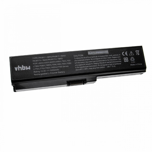 Vhbw - vhbw batterie compatible avec Toshiba Satellite L750-ST4N02, L750-ST4NX1, L750-ST4NX2 laptop (5200mAh, 10.8V, Li-Polymère, noir) Vhbw  - Accessoire Ordinateur portable et Mac
