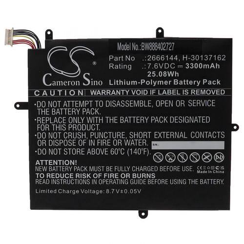 Vhbw - vhbw Batterie remplacement pour Teclast H-30137162, 2666144 pour ordinateur portable (3300mAh, 7,6V, Li-polymère) Vhbw  - Batterie PC Portable