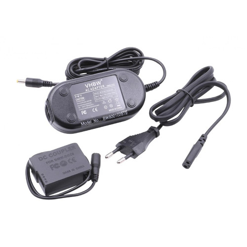 Vhbw - vhbw Bloc d'alimentation, chargeur adaptateur compatible avec Panasonic Lumix DMC-G6W, DMC-G6X appareil photo, caméra vidéo - Câble 2m, coupleur DC - Piles et Chargeur Photo et Vidéo
