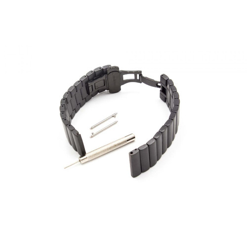 Vhbw - vhbw bracelet compatible avec LG G Watch, R Watch, Urban montre connectée - 19 cm acier inoxydable noir - Accessoires montres connectées Vhbw
