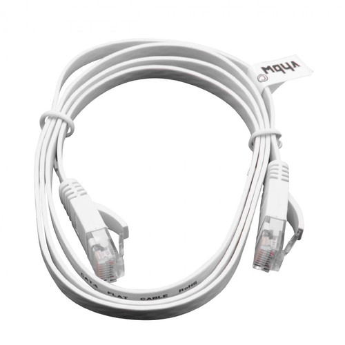 Vhbw - vhbw câble de réseau câble LAN Cat6 1m blanc câble plat - Alimentation PC