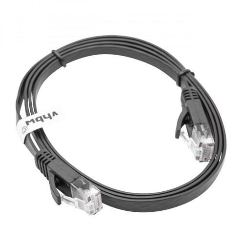 Vhbw - vhbw câble de réseau câble LAN Cat6 1m noir câble plat - Alimentation PC