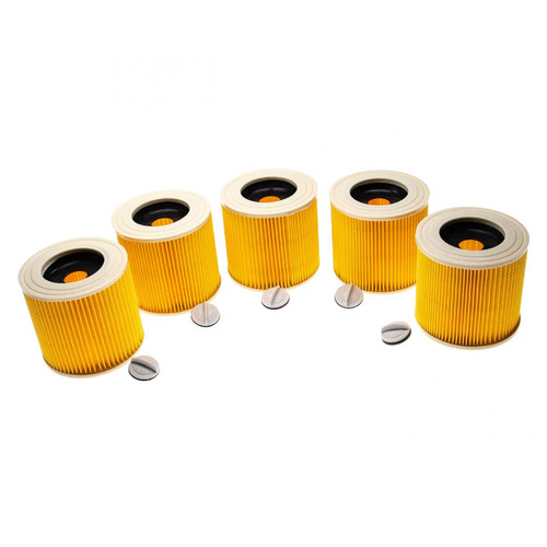 Vhbw - vhbw Lot de 5x filtres à cartouche compatible avec Kärcher A 2200, A 2204, A 2201 aspirateur à sec ou humide - Filtre plissé, jaune Vhbw - Aspirateur H.koenig Electroménager