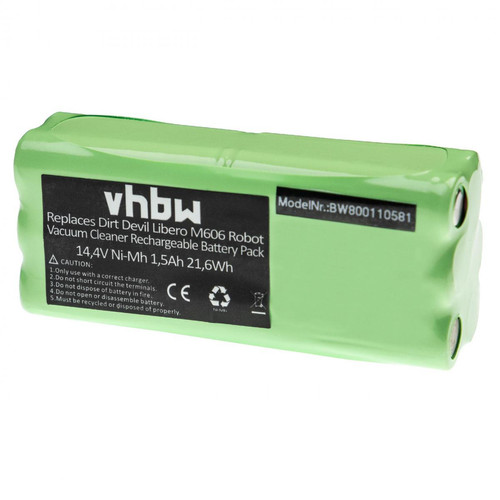 Vhbw - vhbw NiMH Batterie 1500mAh (14.4V) pour aspirateur Dirt Devil Fusion M611, Libero, Puck M610, M610-1 comme 0606004, 0607004. - Vhbw