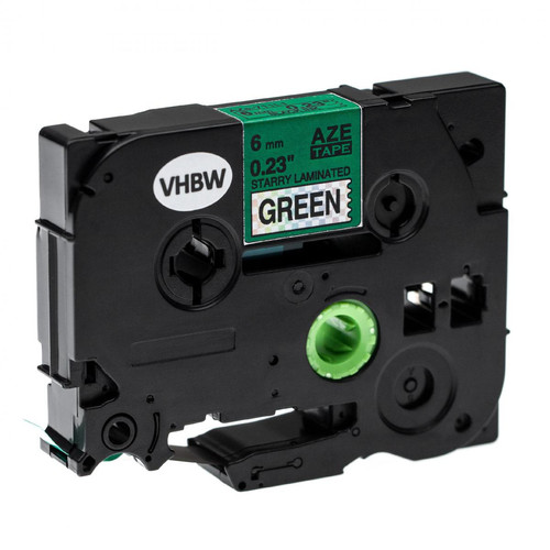 Vhbw - vhbw Ruban compatible avec Brother P-Touch 1000, 1010, 1080, 1090, 1200, 1200P imprimante d'étiquettes 6mm Noir sur Vert (paillettes) Vhbw  - Cartouche d'encre