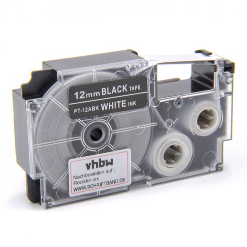 Vhbw - vhbw Ruban compatible avec Casio KL-HD1, KL-P1000 imprimante d'étiquettes 12mm Blanc sur Noir Vhbw  - Cartouche, Toner et Papier